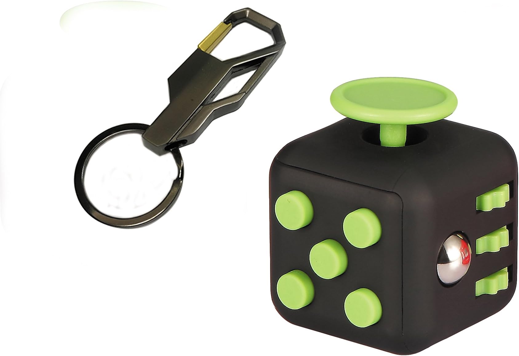 Green/Black Fidget Cube Relieves Stress And Anxiety for Children and Adults With KeyChain