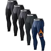5 or 4 Pack Men's Thermal Compression Pants Fleece Lined Sports Tights Athletic Leggings Cold Weather Baselayer Winter Gear