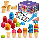 Aizweb Ice Cream Counting and Color Sorting Stacking Toys for Toddlers, Montessori Preschool Kindergarten Learning Activities