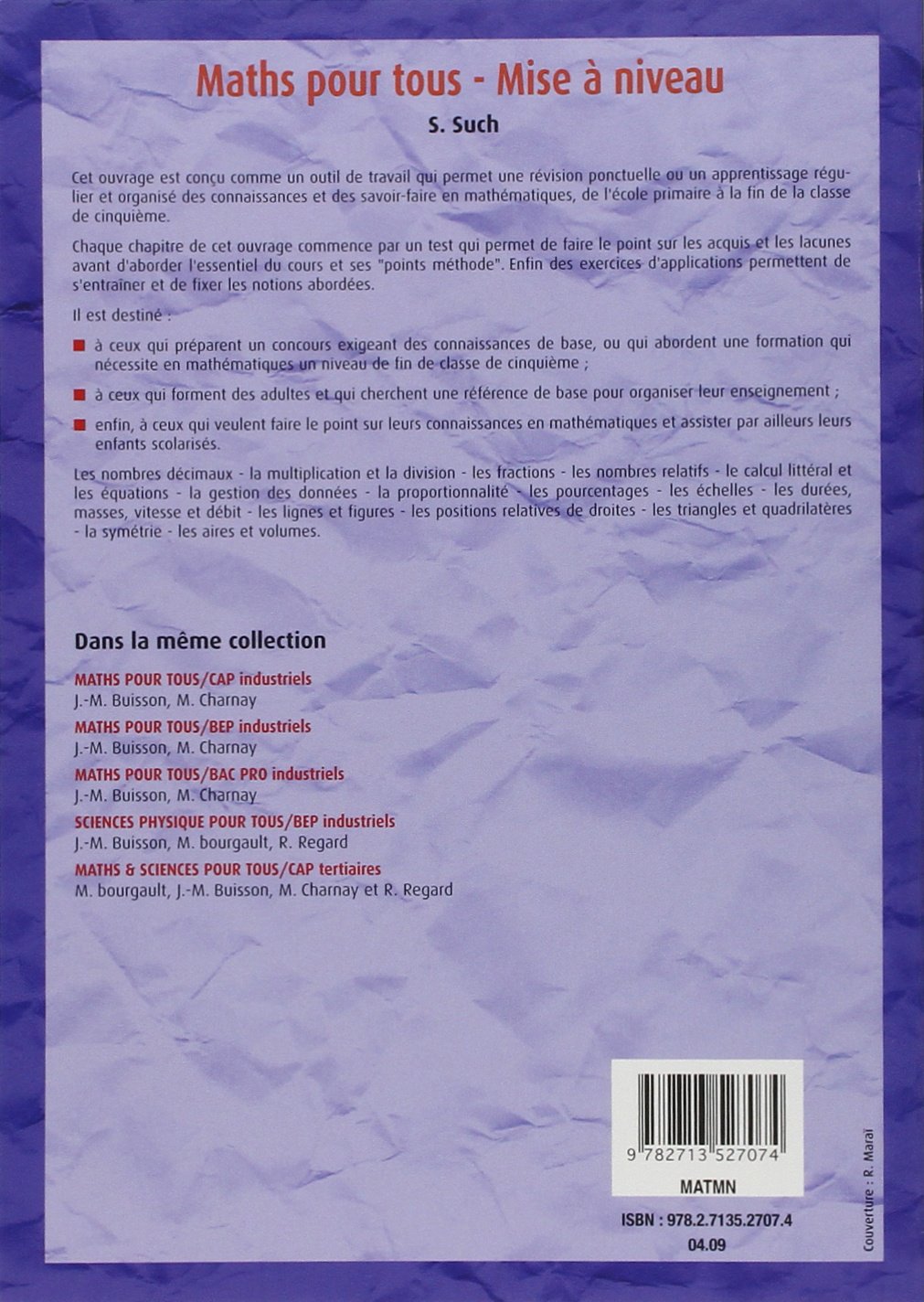 Amazon Fr Maths Pour Tous Mise A Niveau Such S Livres