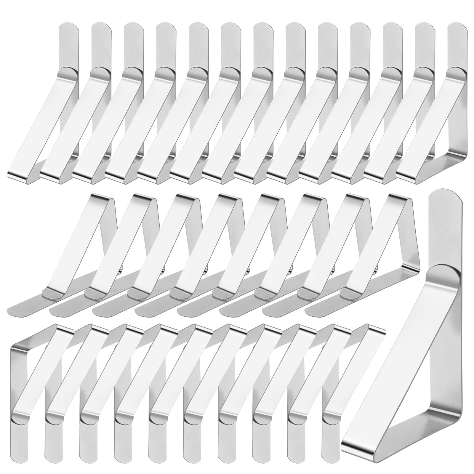 Table Cloth Clips, 30 Pieces Stainless Steel Table Cover Clamps for Indoor & Outdoor Tables Use, Adjustable Table Cloth Holders for Picnics, Parties, Weddings, Dinners, Schools
