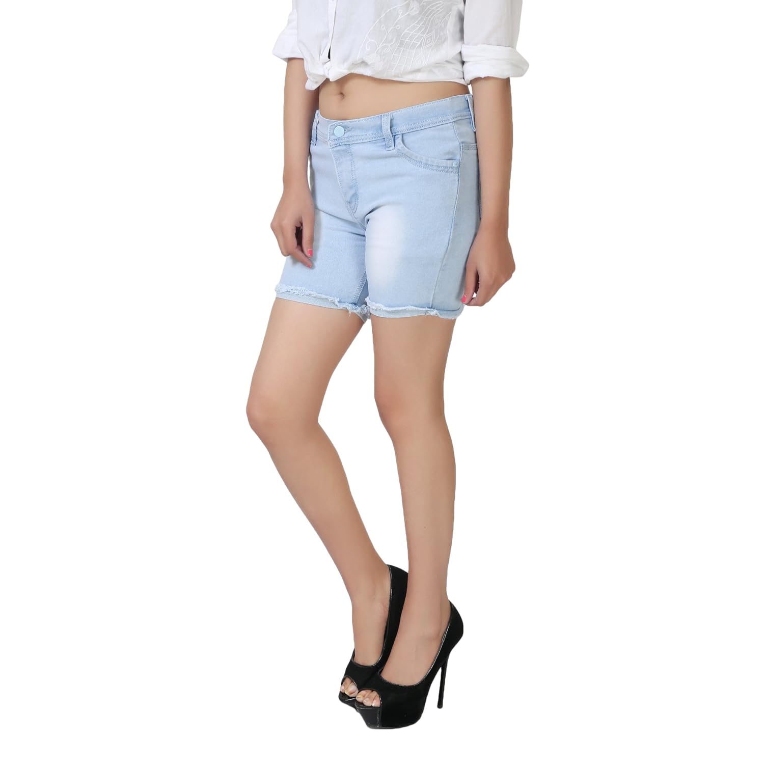 ico blue stor light blue denim shorts for women