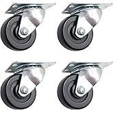 ICON Caster Wheels 2" x 1" Non-Marking Solid Polyolefin (Light Duty Plastic) Caster Wheel, Swivel, Top Plate 1.87" x 2.56", Load Capacity 500 lbs. per Set (4-Pack)