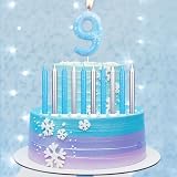mciskin Snowflake Number 4 Birthday Candle Blue White Frozen Snow Topper view 4
