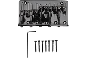 Eujgoov 5 String Bass Bridge, Hardtail Saddle Bridge Adjustable Saddle for Bass Guitars Replacement (Black)