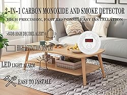 Vzmcov Carbon Monoxide and Smoke Detector LCD