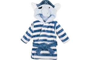 Hudson Baby Unisex Baby Plush Animal Face Bathrobe, Pirate Elephant, 0-9 Months