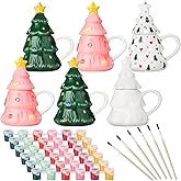 Potchen Set of 6 Christmas Tree Paint and Sip Kit Paint Your Own Mug Ceramic Painting Kit for Adults Includes Mugs, Paints, Brushes for Xmas Activities Art Favor Decoration