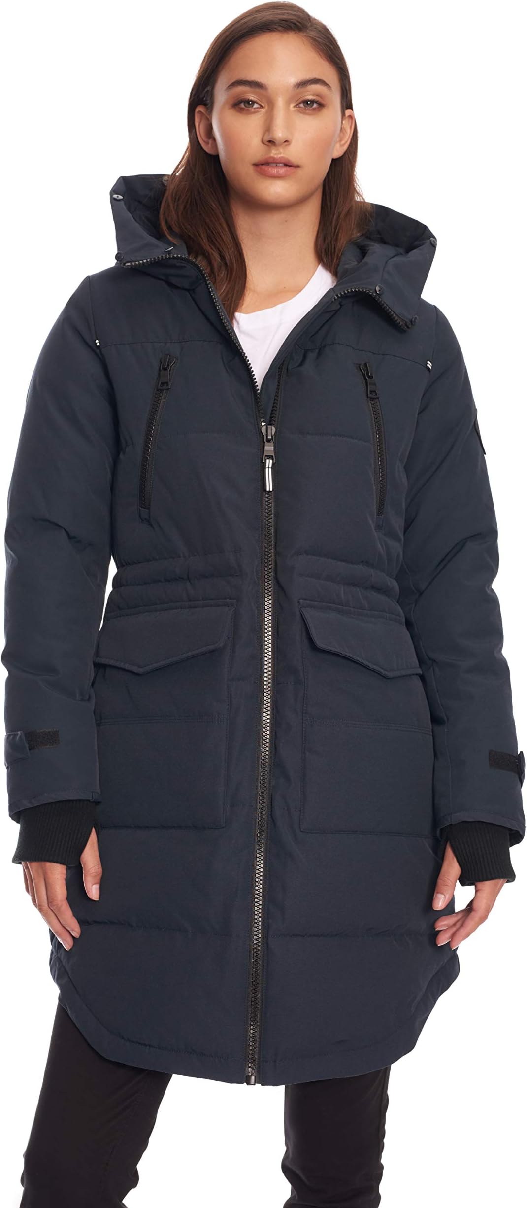 Alpine North Women's Vegan Down Drawstring Winter Parka Down Alternative Coat