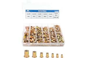 TR TOOLROCK 600pcs Rivet Nut Kit, Metric Rivet Nuts Assortment M3 M4 M5 M6 M8 M10 M12, Zinc Plated Finish, Carbon Steel Flat Head Insert Threaded Rivet Nut Tool Kit with Case