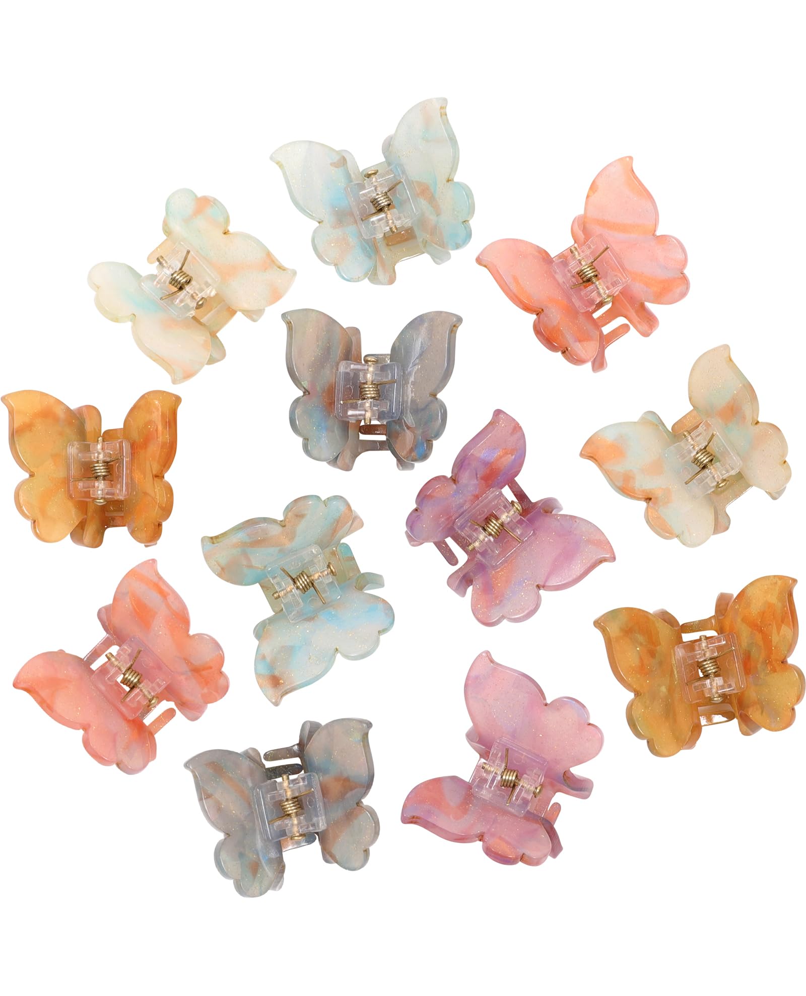 Photo 1 of Sequins Butterfly Hair Clips - 12PCS Small Clamps for Thin Hair Styling Accessories, Classic Claws for Women & Girls