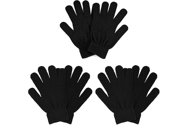 COTRUERE 3 Pairs Winter Magic Gloves Adults Warm Stretchy Unisex Black Gloves One Size Fits Most Men Women Teens Magic Knit G