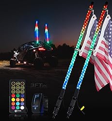 Xprite 2PC 3FT Spiral RGB LED Whip Light with