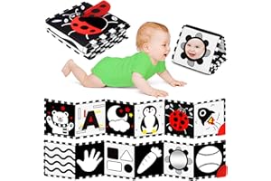 BBWOO High Contrast Baby Toys for Newborn - Tummy Time Black and White Baby Toys for 0-3-6-12 Months - Soft Montessori Visual Stimulation Sensory Infant Book - Gift for Boys Girls
