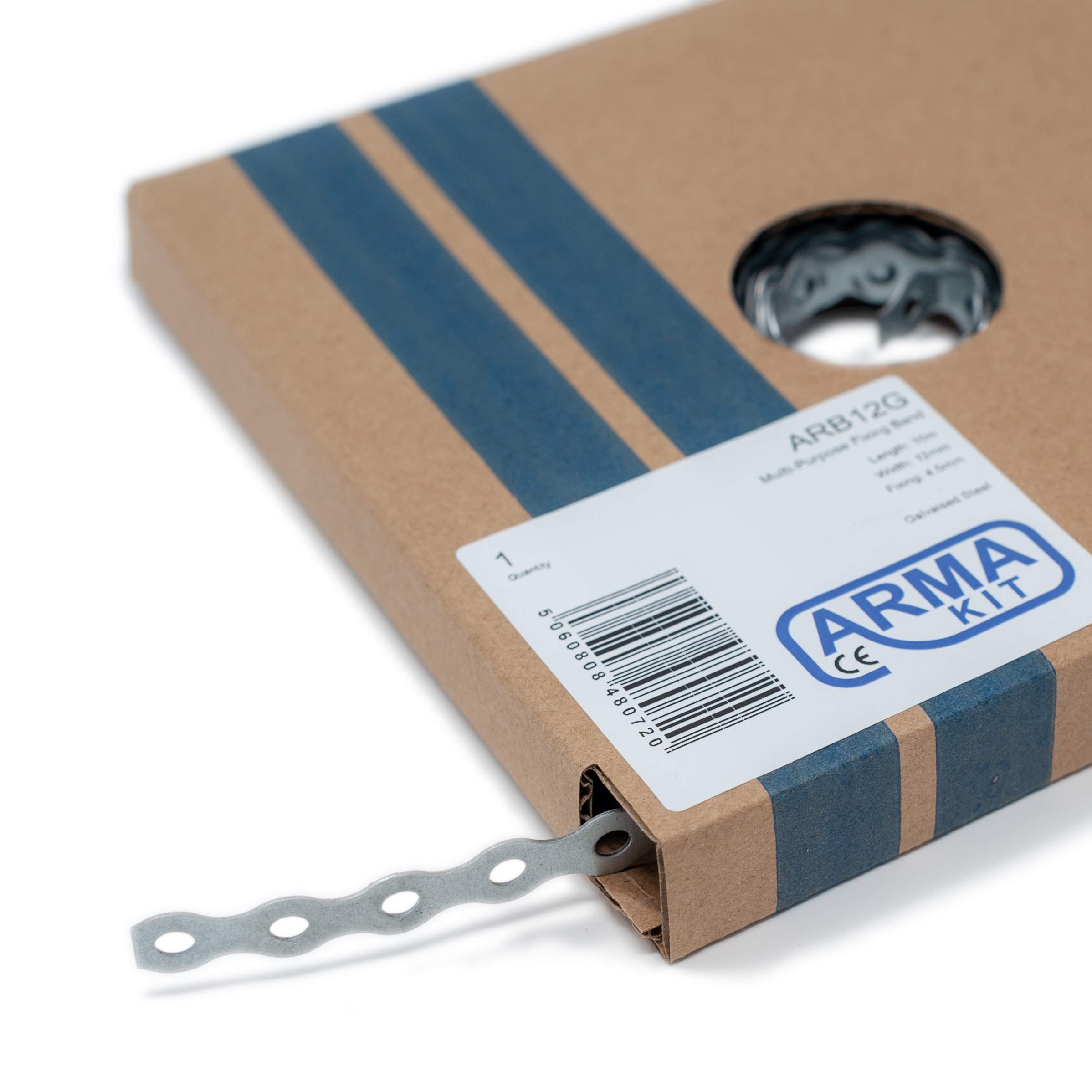 ArmaKit Galvanised Steel Band Metal Fixing Strap with Perforated Holes, Builders All Round Band 10 Meter Roll (12mm Bare)