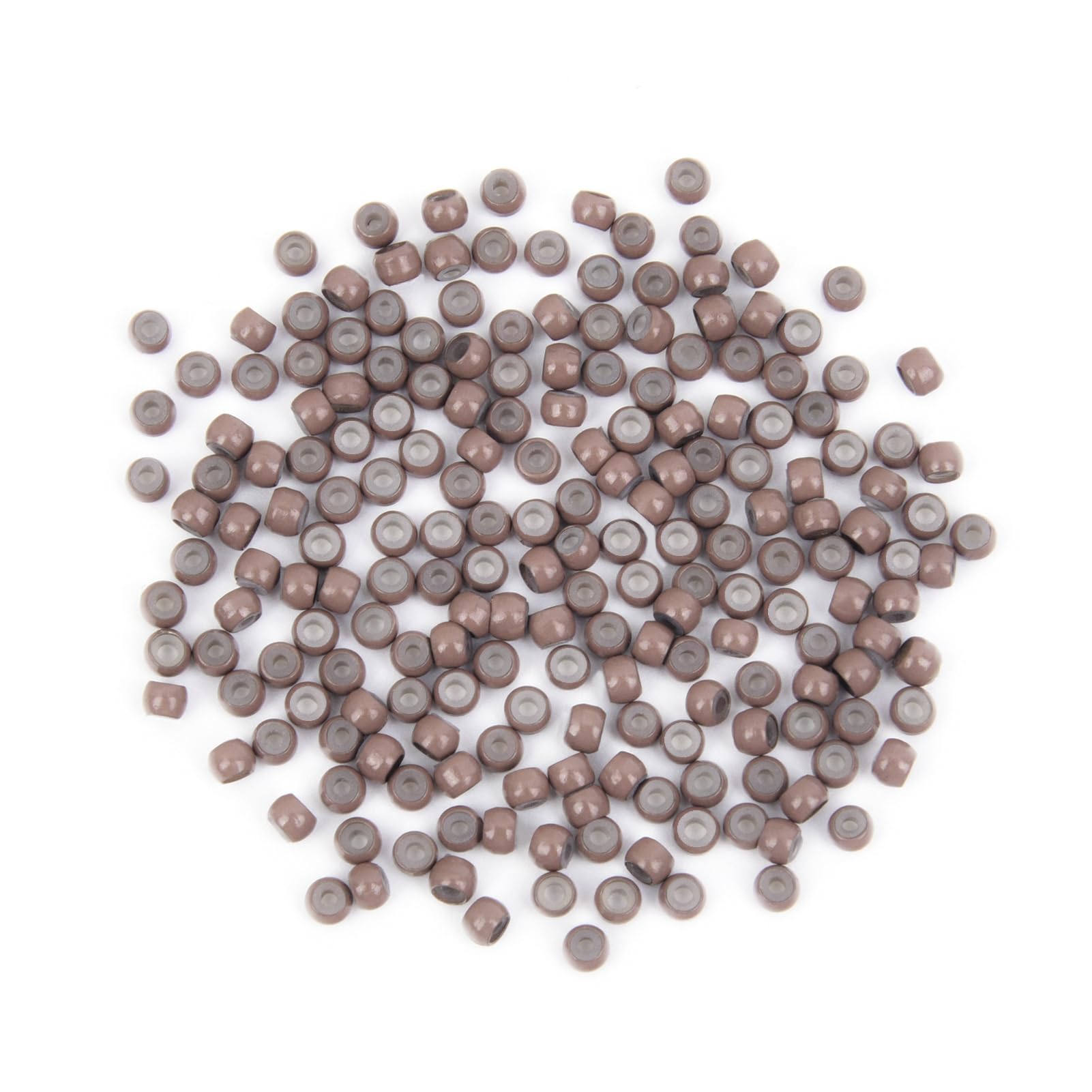 Vlasy Silicone Lined Nano Rings Beads for Nano Tip Hair Extensions Micro Nano Beads (200pcs, Medium Brown)