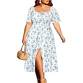 Plus Size Summer Dress 2025 - Milkmaid Sundress Boho Floral Casual Beach Wedding Midi Dresses