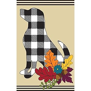 Evergreen Flag Double Sided Welcome Flag Fall Dog Silhouette Garden Applique Flag Outdoor Décor for Homes Gardens and Yards