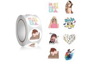 HIGHMOUNT 500Pcs Taylor Singer Stickers Roll - 8 Style in My Era Tour Albums Stickers - Easy Stick & Removeable for Fans Lover Scarpbook Window Tumblers Water Bottles Teens