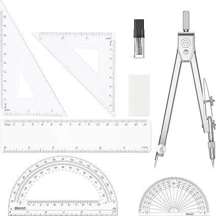 Lot De 7 Outils De Géométrie En Mathématiques Et Compas De