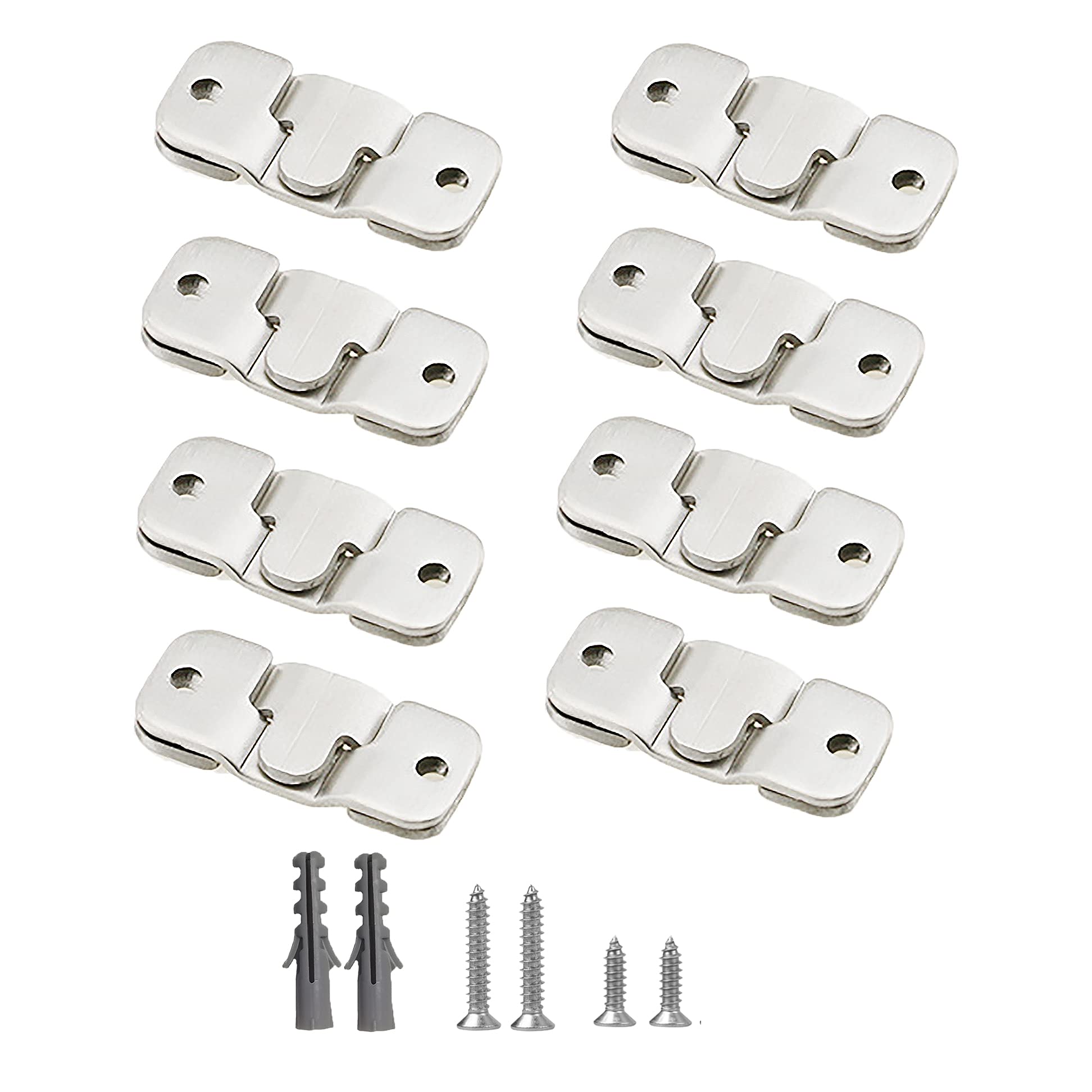 WeqeYent 8 Pairs(16 Pcs) Flush Mount Bracket Concealed Mount Bracket Interlocking Hang Buckle Stainless Steel Photo Frame Hook Hardware Hanging for Pictures Mirrors Frames Furniture Connector(44MM)