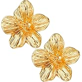 Big Gold Flower Earrings for Women Trendy, Large Gold Statement Earrings Floral Statement Studs, Jewelry Gift Flower Earrings, Trendy Christmas Wedding Holiday Jewelry Gift