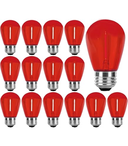 Red S14 LED Bulbs 1W Outdoor String Lights Bulbs Plastic