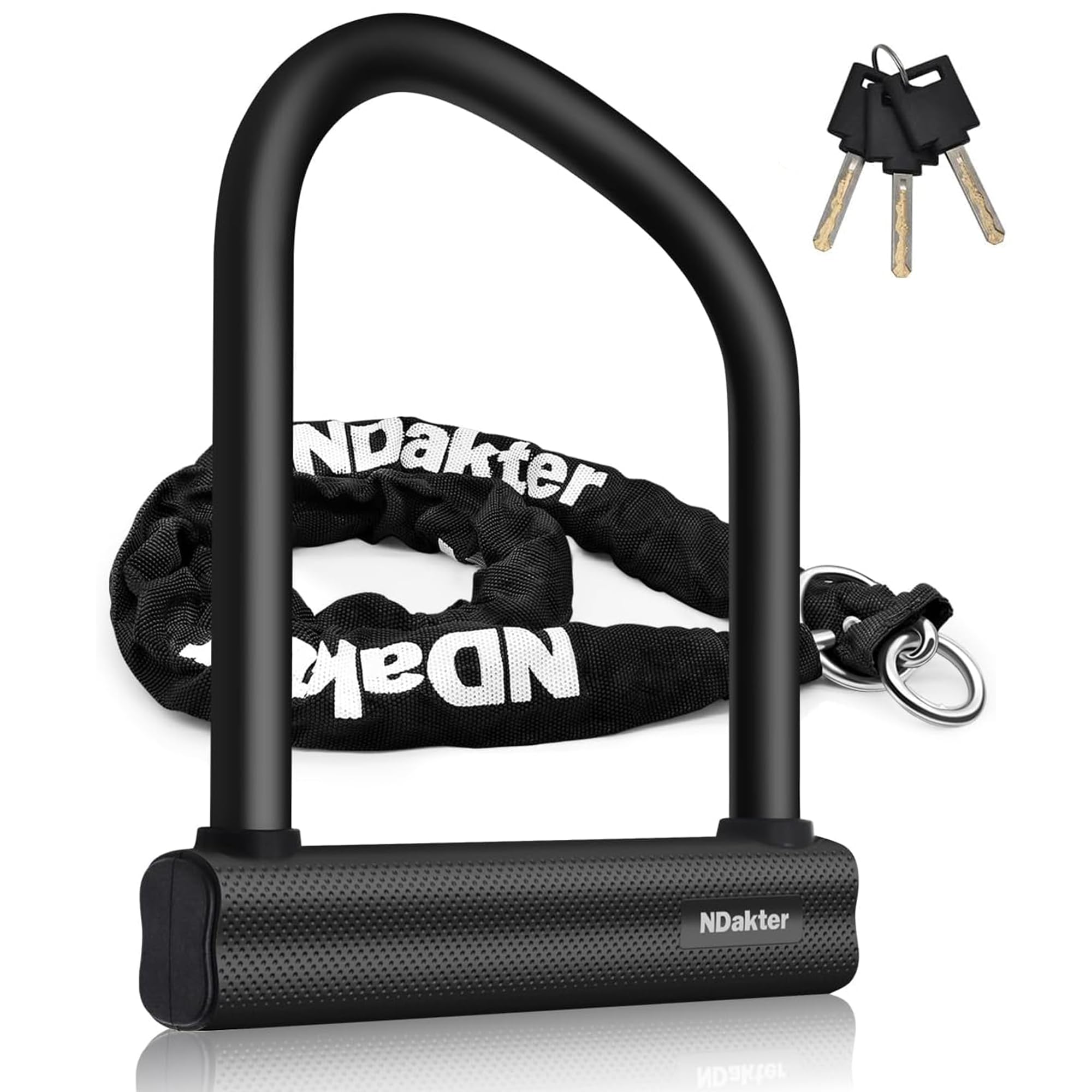 Photo 1 of MISSING KEYS ---------------------NDakter Bike Locks Heavy Duty Anti Theft 18mm Thick, Motorcycle U Lock with 4FT x 6mm Moped Chain, 3Keys Large U-Shape Electric Bicycle Wheel Lock for Ebike, Escooter, Fat-Tire Dirt-Bike, Tricycle