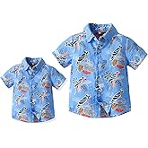 Winmany Father Son Matching Hawaiian Shirts Mens Boys Floral Beach Outfit Family Summer Vacation Short Sleeve Tops