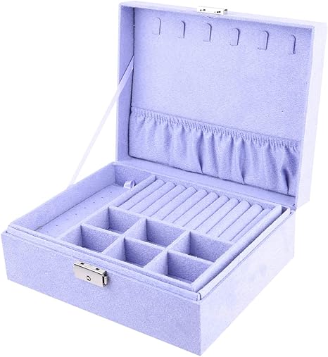 Amazon Iplusmile ジュエリーボックス 宝石箱 大容量 2段 ネックレス 小物入れ 鍵付き 贈り物 プレゼント レディース ライトパープル ジュエリー収納 オンライン通販