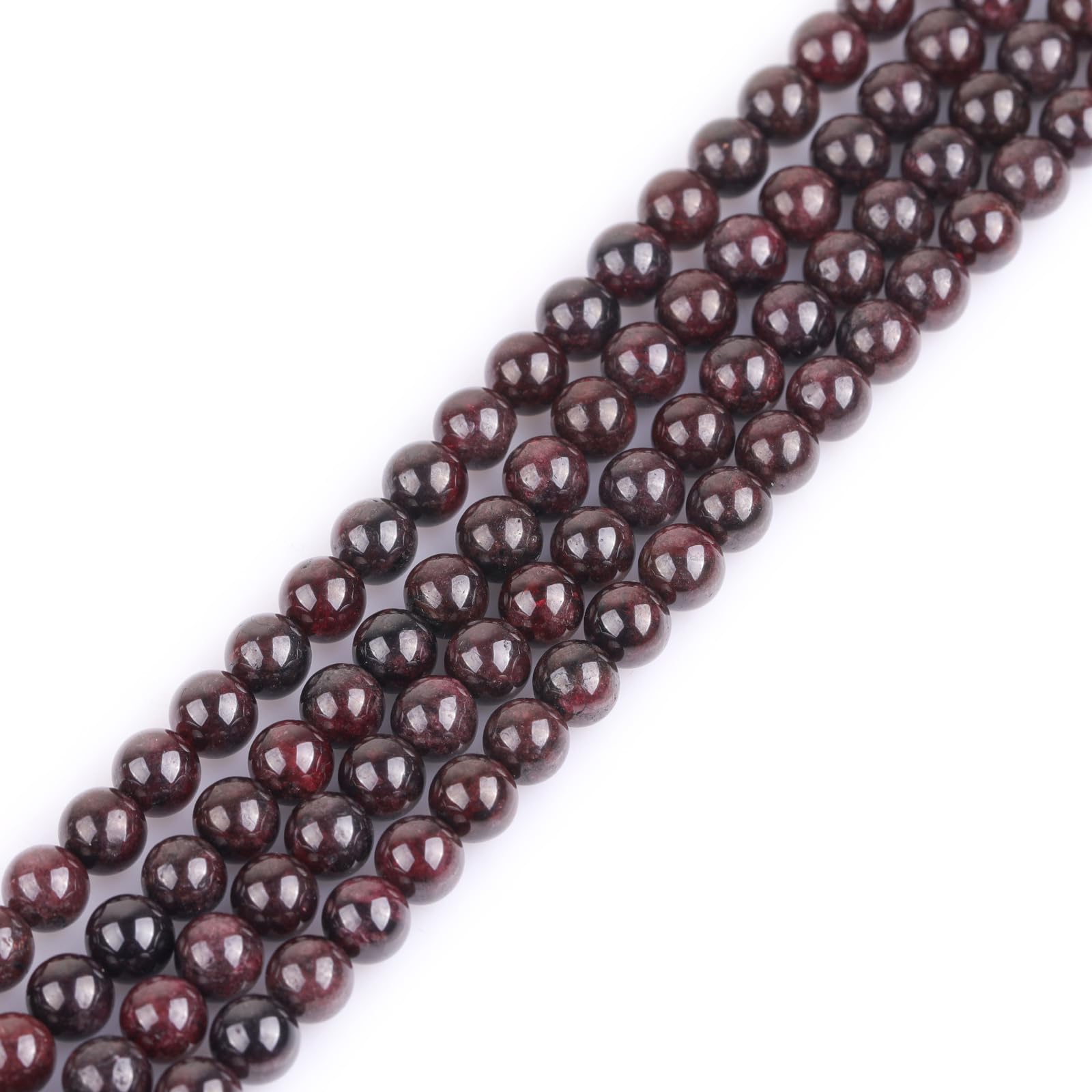 GEM-Inside Natural 6mm Red Garnet Round Gemstone Semi Precious Loose Beads for Jewellery Making 15''