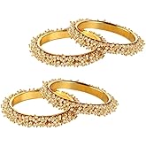 Efulgenz Indian Bangles for Women Indian Oxidized Jewelry Boho Vintage Antique Indian Faux Pearl Beaded Bracelets Bangle Set Bollywood Fashion Statement Jewelry
