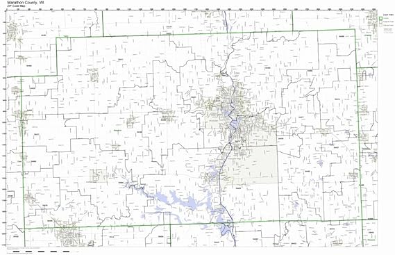 Amazon.com: Marathon County, Wisconsin WI ZIP Code Map Not Laminated