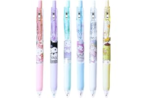 NGCJZF 6 Pcs Cute Cartoon Pens Kawaii Kitty Ballpoint Pens School Supplies Anime Cartoon School Supplies 0.5mm