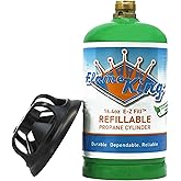 Flame King 1LB EMPTY Propane Cylinder Tank &ndash; Refillable &ndash; Reusable &ndash; Safe and Legal Refill Option &ndash; DOT Compliant &ndash; 16.4 oz for Camping, Backpacking, and Hiking, Green
