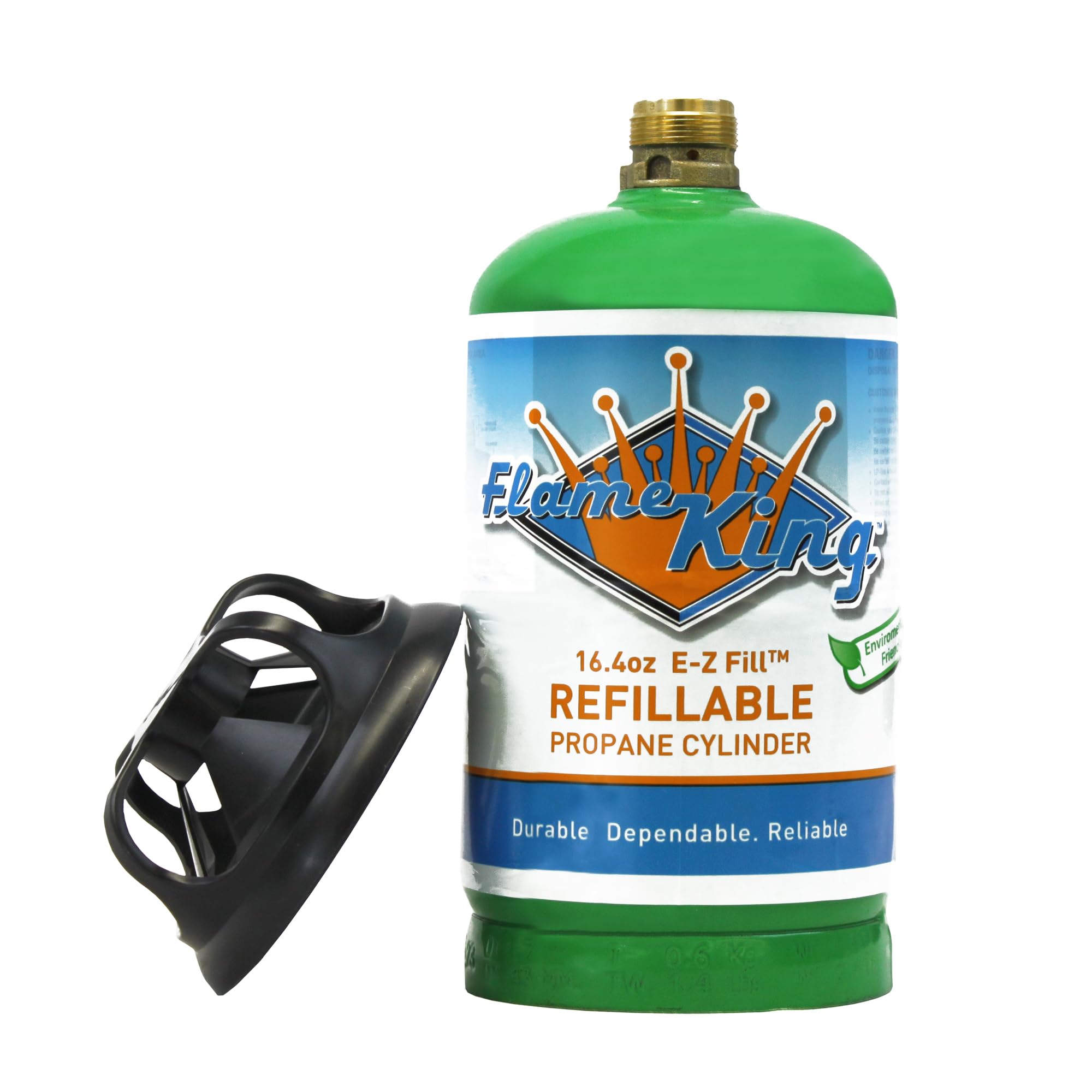 Photo 1 of Flame King Refillable 1LB Empty Propane Cylinder Tank - Reusable - Safe and Legal Refill Option - DOT Compliant - 16.4 oz, Green
