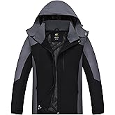 YuKaiChen Mens Rain Jacket Waterproof with Hooded Hiking Coat Lightweight Windbreaker