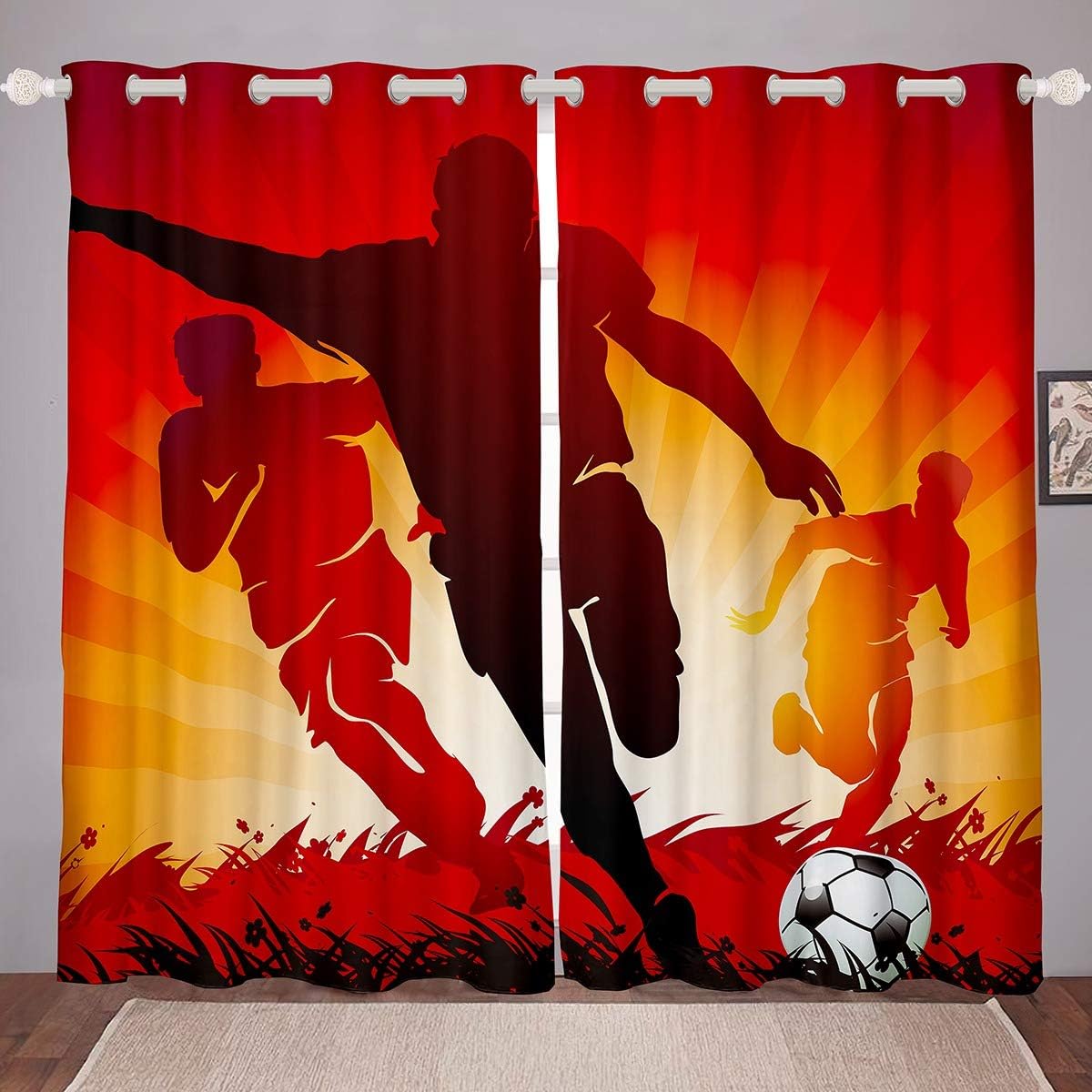 Athlete Print Blackout Curtains Sets for Teen Boys Sports