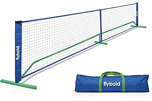 flybold Pickleball Net |Portable Set with/without 4 Paddles| Net Regulation Size Equipment Lightweight Sturdy Interlocking Metal Posts with Carrying Bag for Indoor Outdoor Game| Full Court Size - 22ft