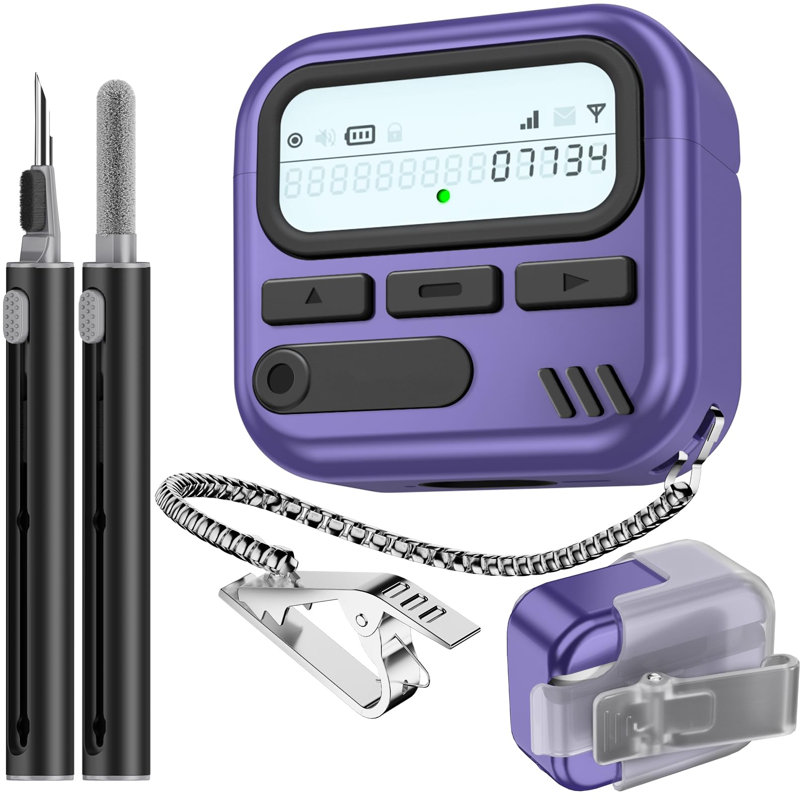 Photo 1 of (with Safety Lock) Pager Cases for AirPods 4 Case Cover 2024 with Cleaner Kit,Sturdy Hard PC Protective for Apple AirPods 4th Generation Case for Men Women,AirPods 4 Accessories with Keychain-Purple