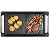 GASLAND 2-in-1 Cast Iron Grill/Griddle Pan with Handles for Induction Stove | 17.2 x 9 Inch, Non-Stick &amp; Non-Rust, Easy to Clean , Even Heat Distribution, Portable, Ideal for indoor &amp; outdoor cooking