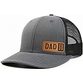 Lichfamy Dad Est 2025 2026 Hat for Men New Dad Gifts Customization Leather Patch Trucker Hat