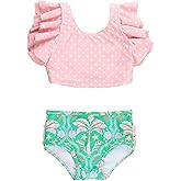 RuffleButts Baby/Toddler Girls UPF50+ Waterfall Tankini Two Piece Swimsuit