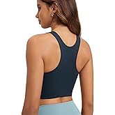 ODODOS Racerback Tank Bra for Women High Neck Non Padded Medium Support Sports Bra Workout Yoga Crop Tops