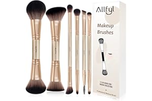 ALLFYL Makeup Brushes 12-in-6 Professional Foundation Contour Blush Highlight and Concealer Brush, Eyeshadow & Kabuki Double 