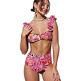 SPORLIKE Women High Waisted Swimsuit Flounce Straps Bikini Bathing Suit