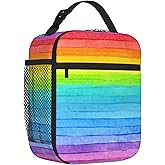 Fekroma Portable Lunch Bag 3D printing Lunch Box Lightweight Lunchbox Reusable School Tote Bag for Boys, Gilrs, Kids and Youth (Rainbow, One Size)