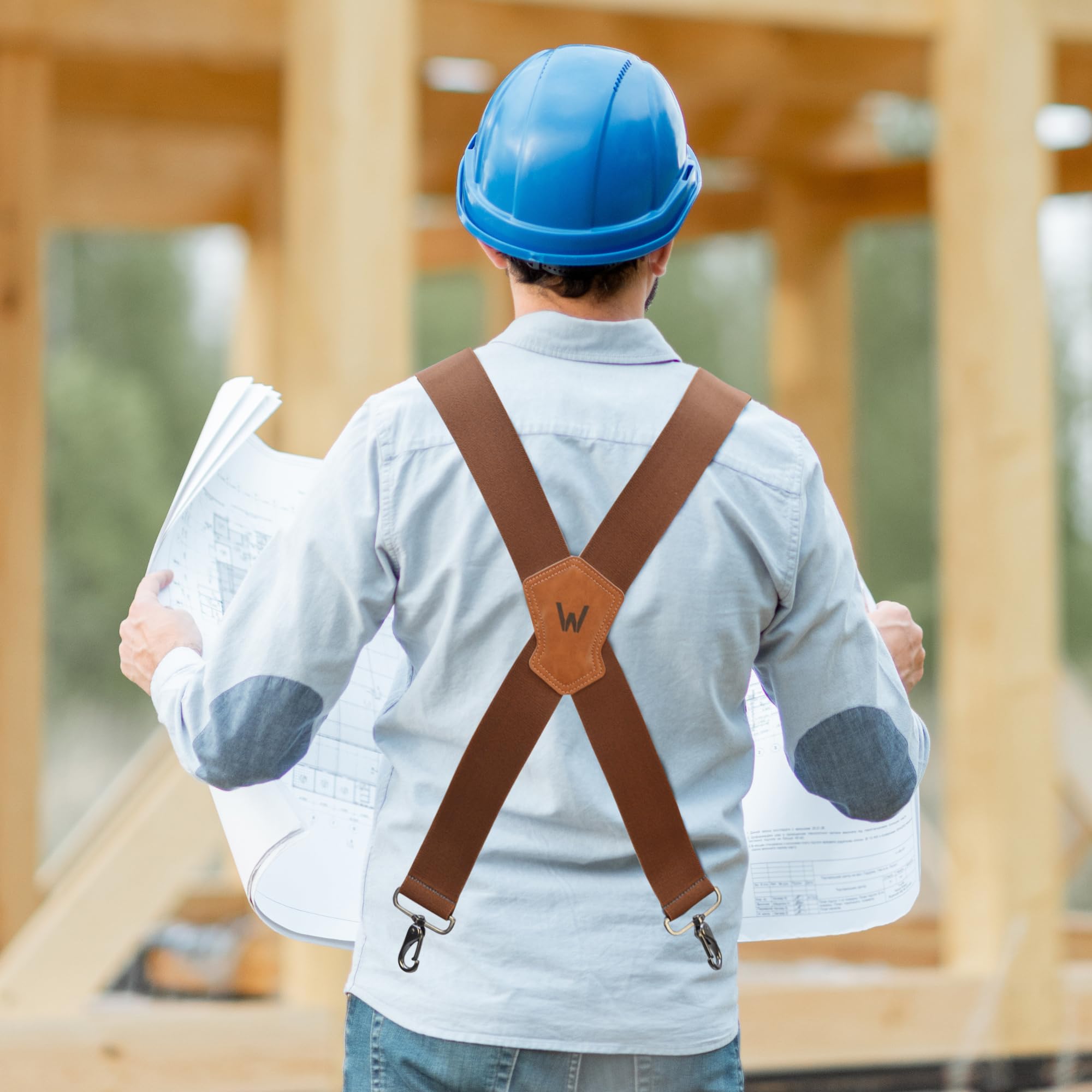 WELKINLAND Heavy-Duty 2Inch-Wide Full-Elastic Work Suspender For Jeans