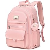 YOJOY Laptop Backpack 15.6 Inch College Backpacks for Women, School Backpack for Girls,Students Aesthetic Anti Theft Travel Daypack Large Bookbags Middle High School Back Pack(Pink)