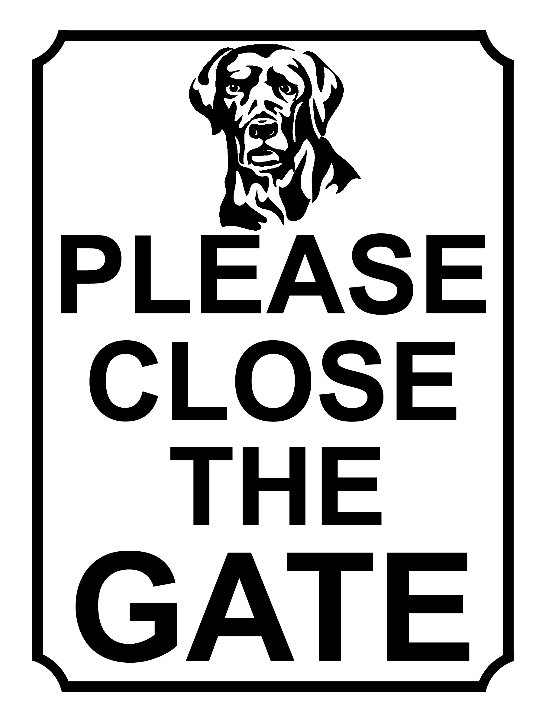 SHAWPRINT PLEASE CLOSE THE GATE DOG THEME METAL SIGN 267MM X 200MM (400H1L) LARGE 10" X 8"